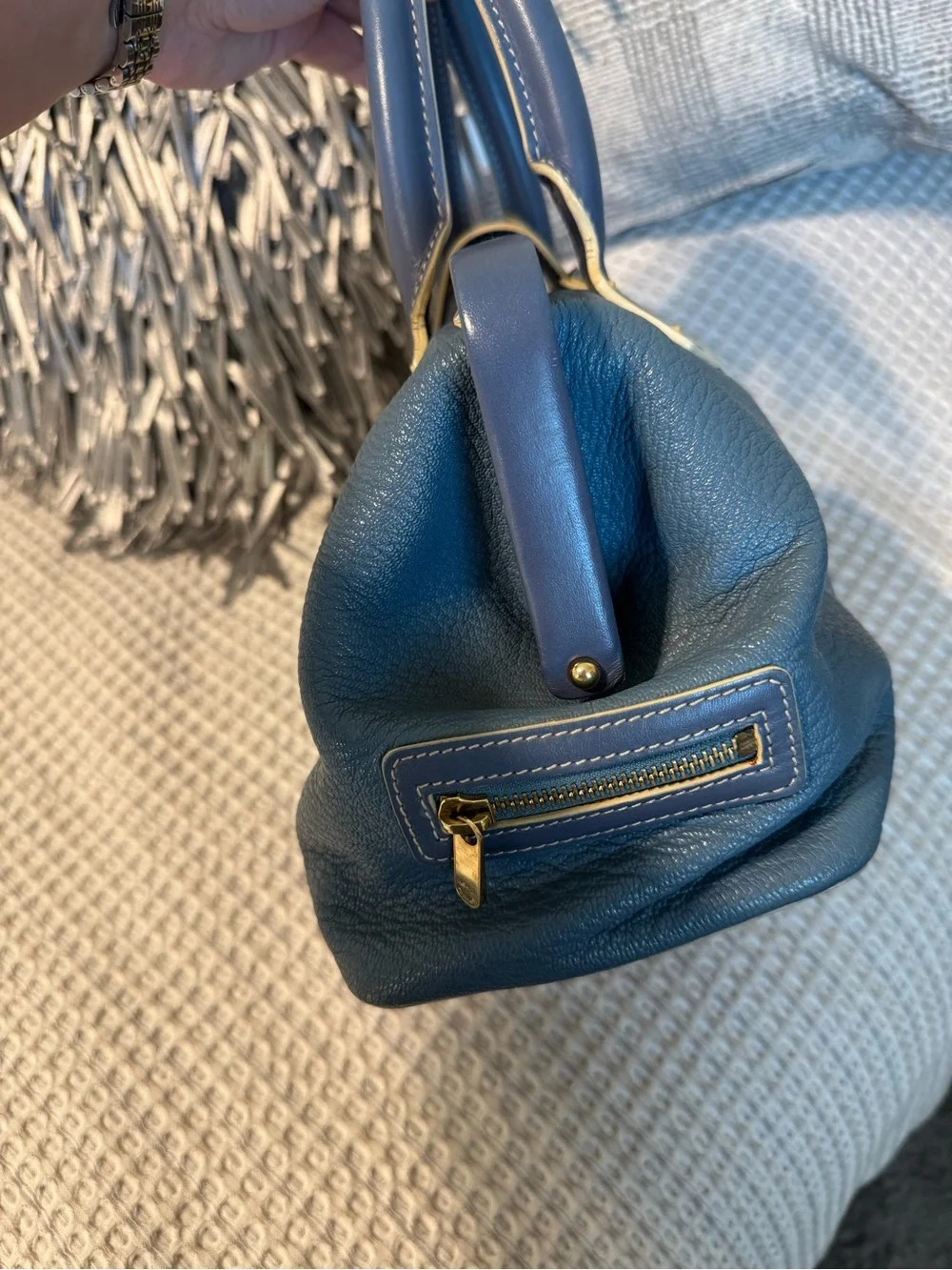 LV Vintage Blue Suhali Leather L’Ingenieux PM Satchel with COA